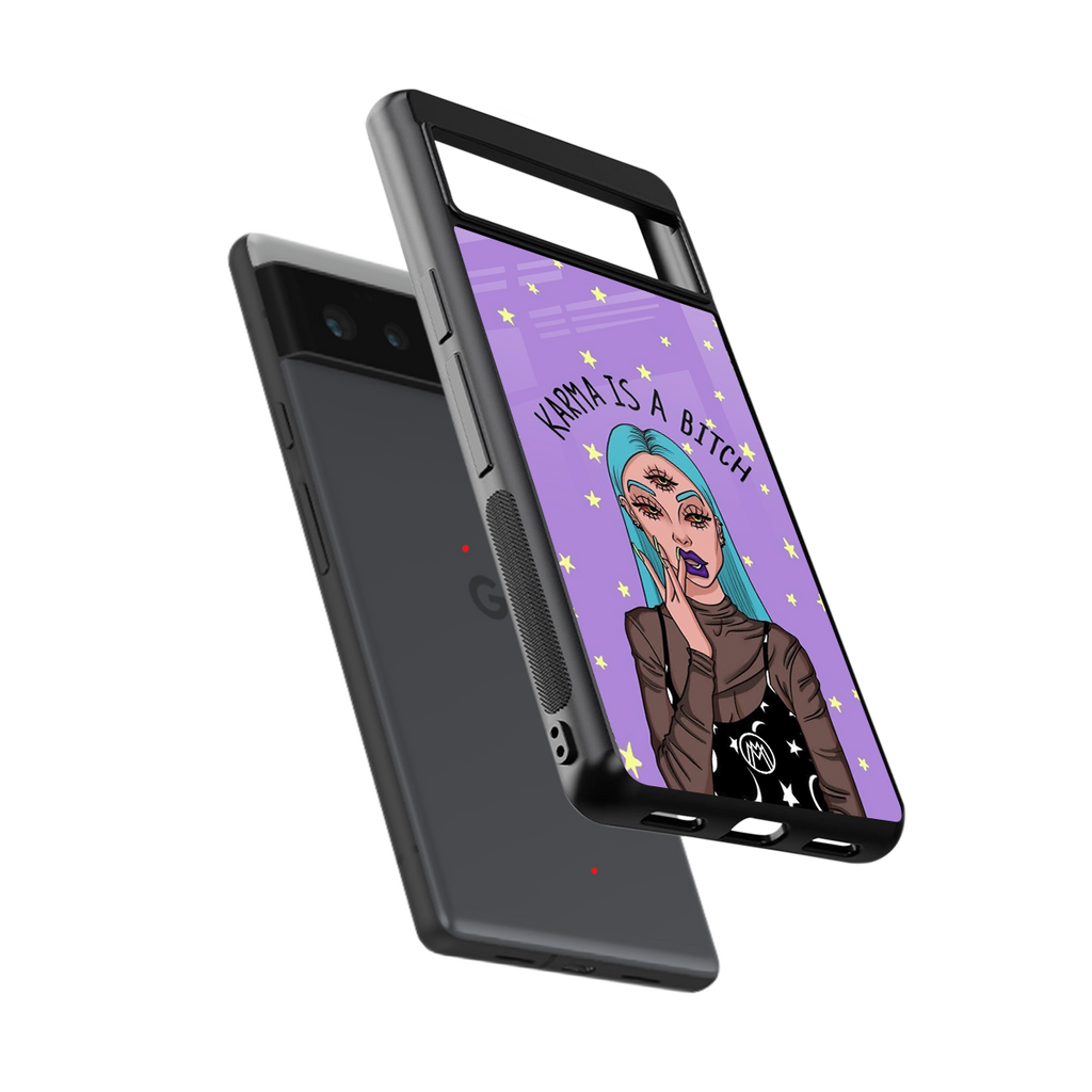 karma is a bitch back phone cover | glass case for google pixel 6