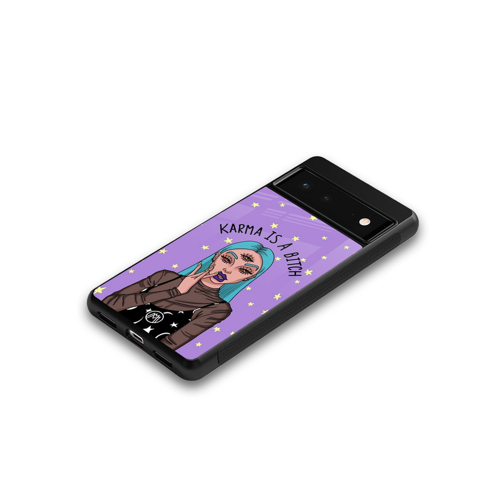karma is a bitch back phone cover | glass case for google pixel 6