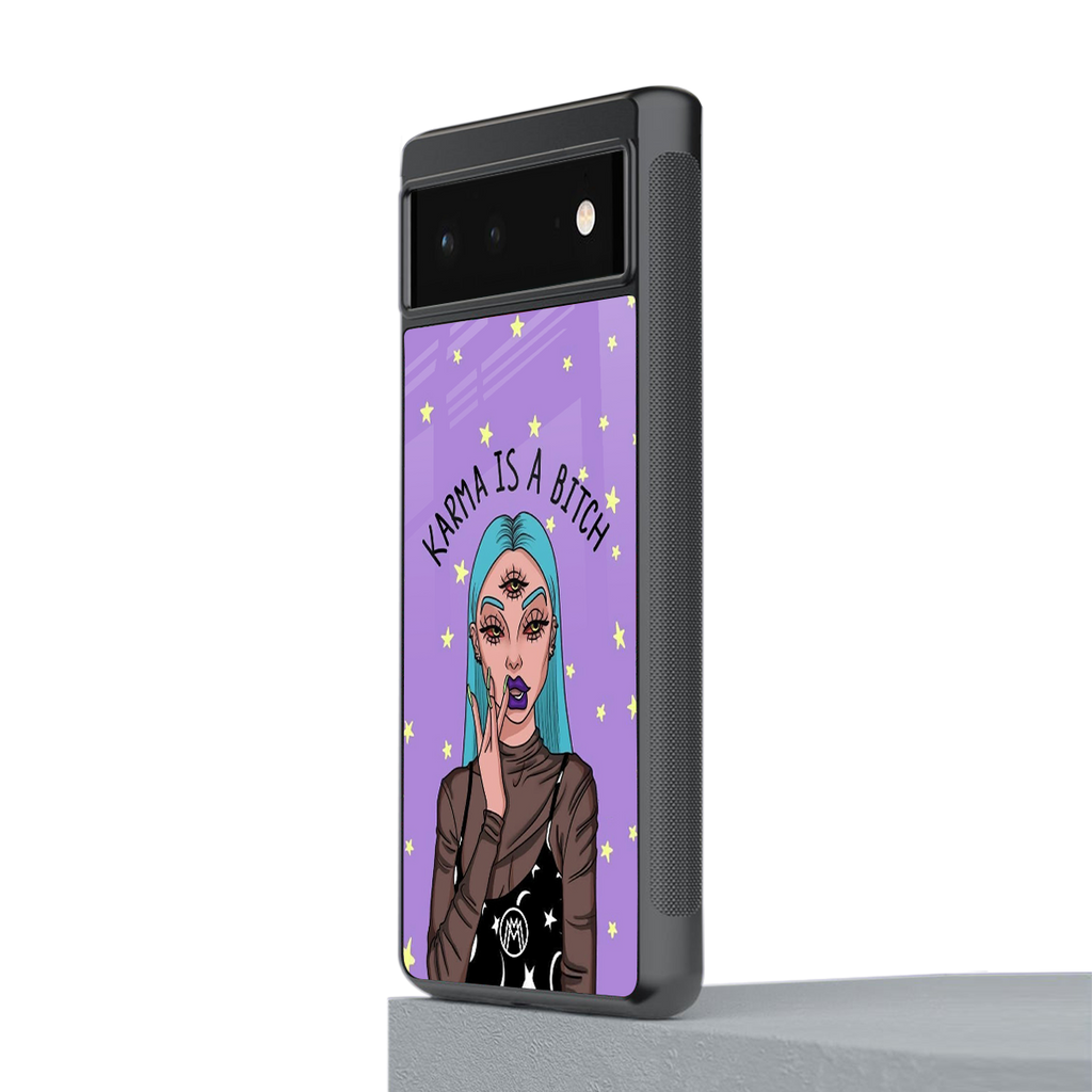 karma is a bitch back phone cover | glass case for google pixel 6