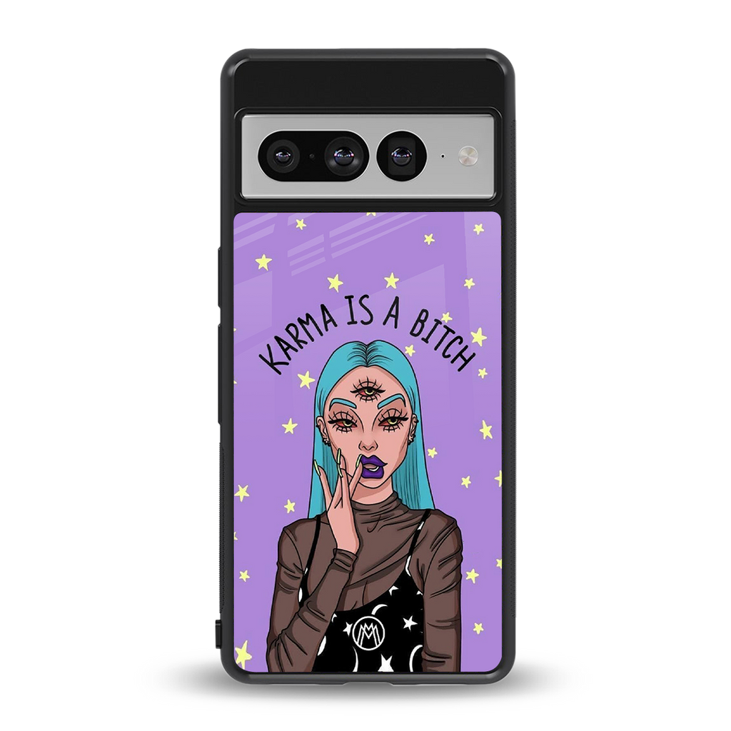 karma is a bitch back phone cover | glass case for google pixel 7 pro