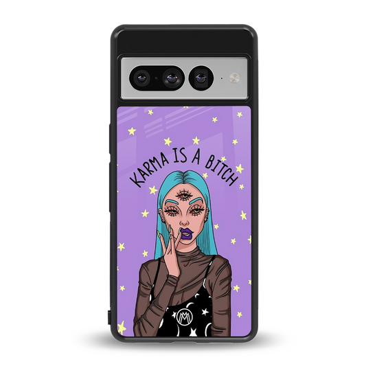 karma is a bitch back phone cover | glass case for google pixel 7 pro