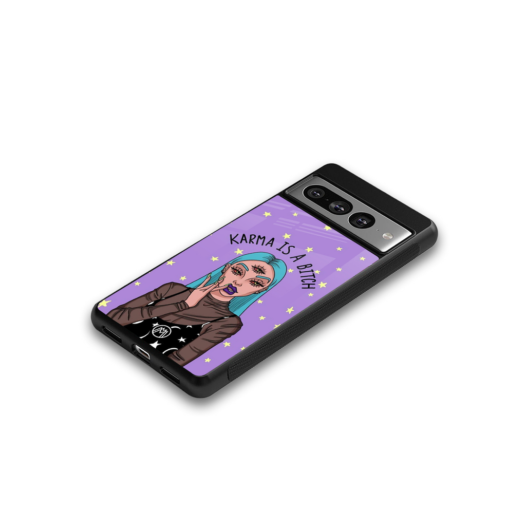 karma is a bitch back phone cover | glass case for google pixel 7 pro