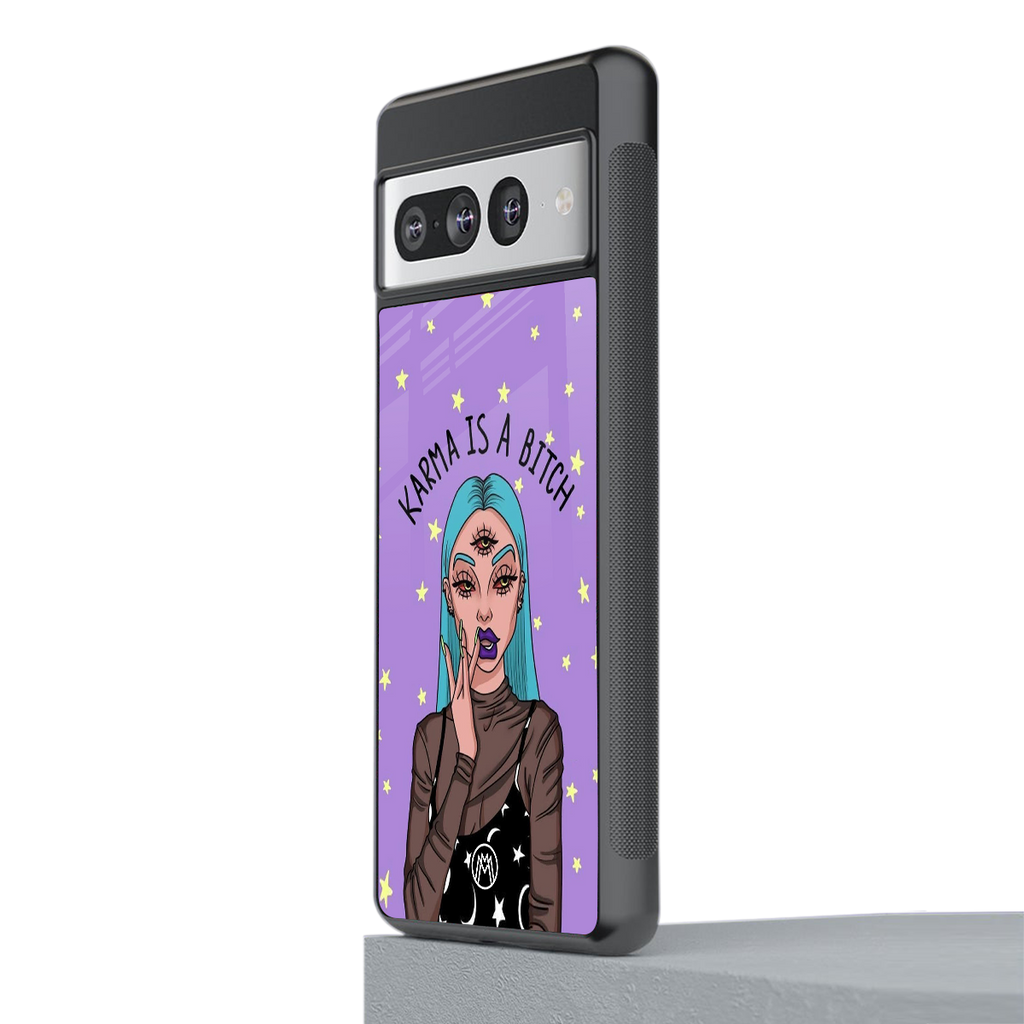 karma is a bitch back phone cover | glass case for google pixel 7 pro