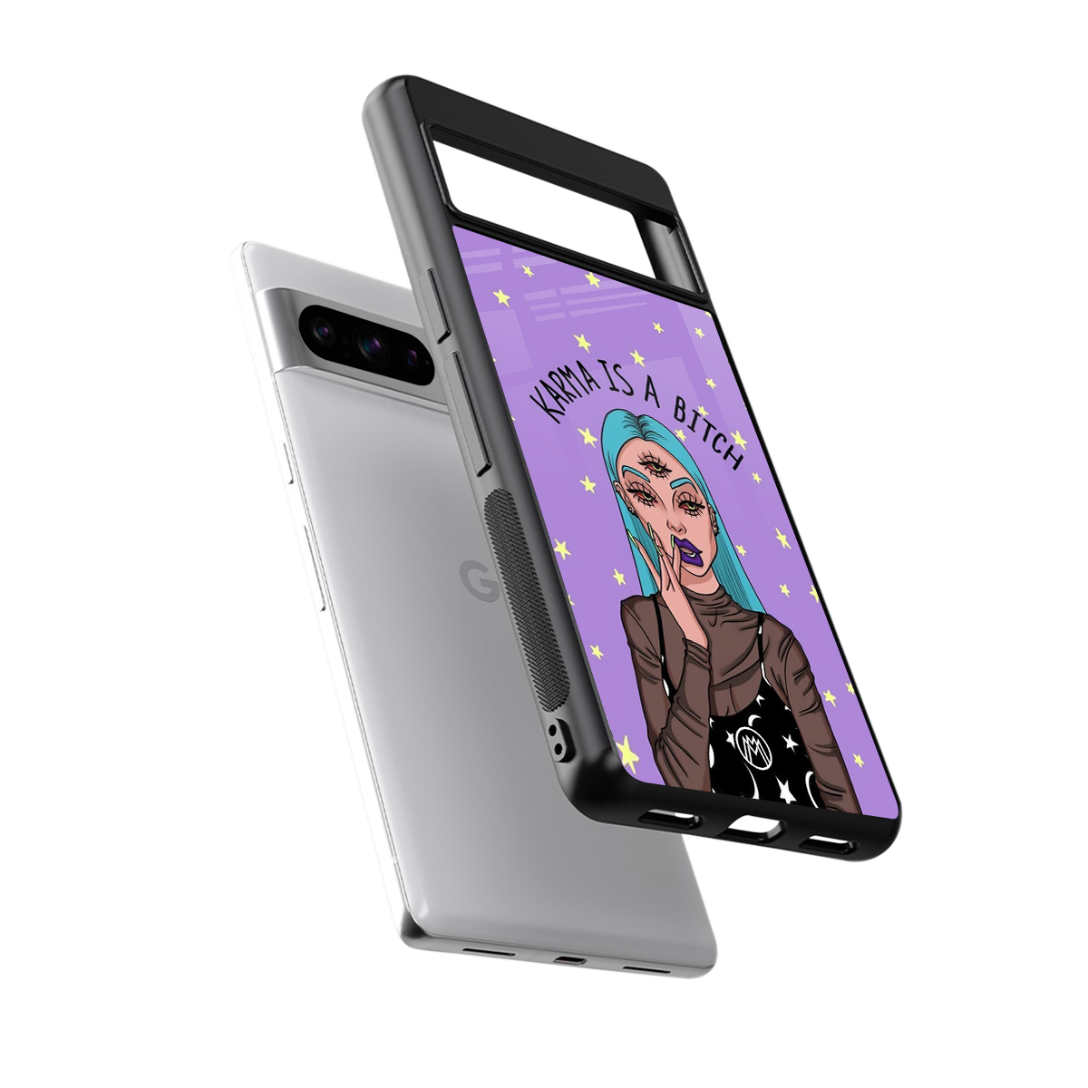 karma is a bitch back phone cover | glass case for google pixel 8 pro