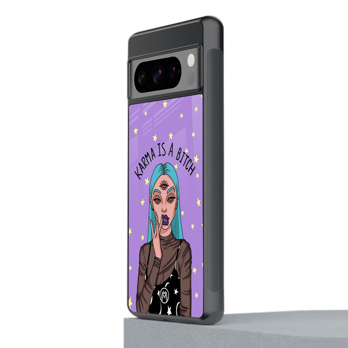 karma is a bitch back phone cover | glass case for google pixel 8 pro