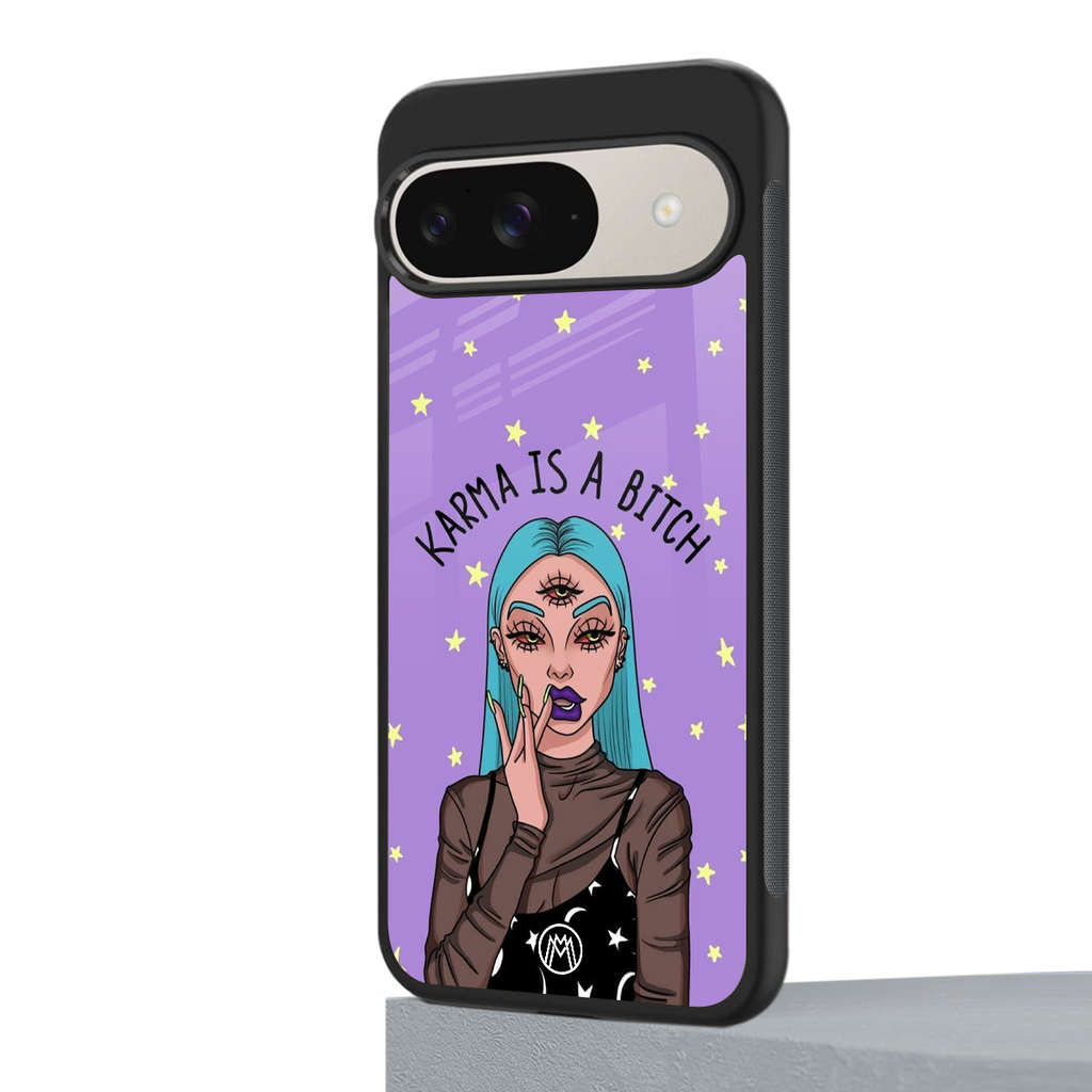 karma is a bitch back phone cover | glass case for google pixel 9