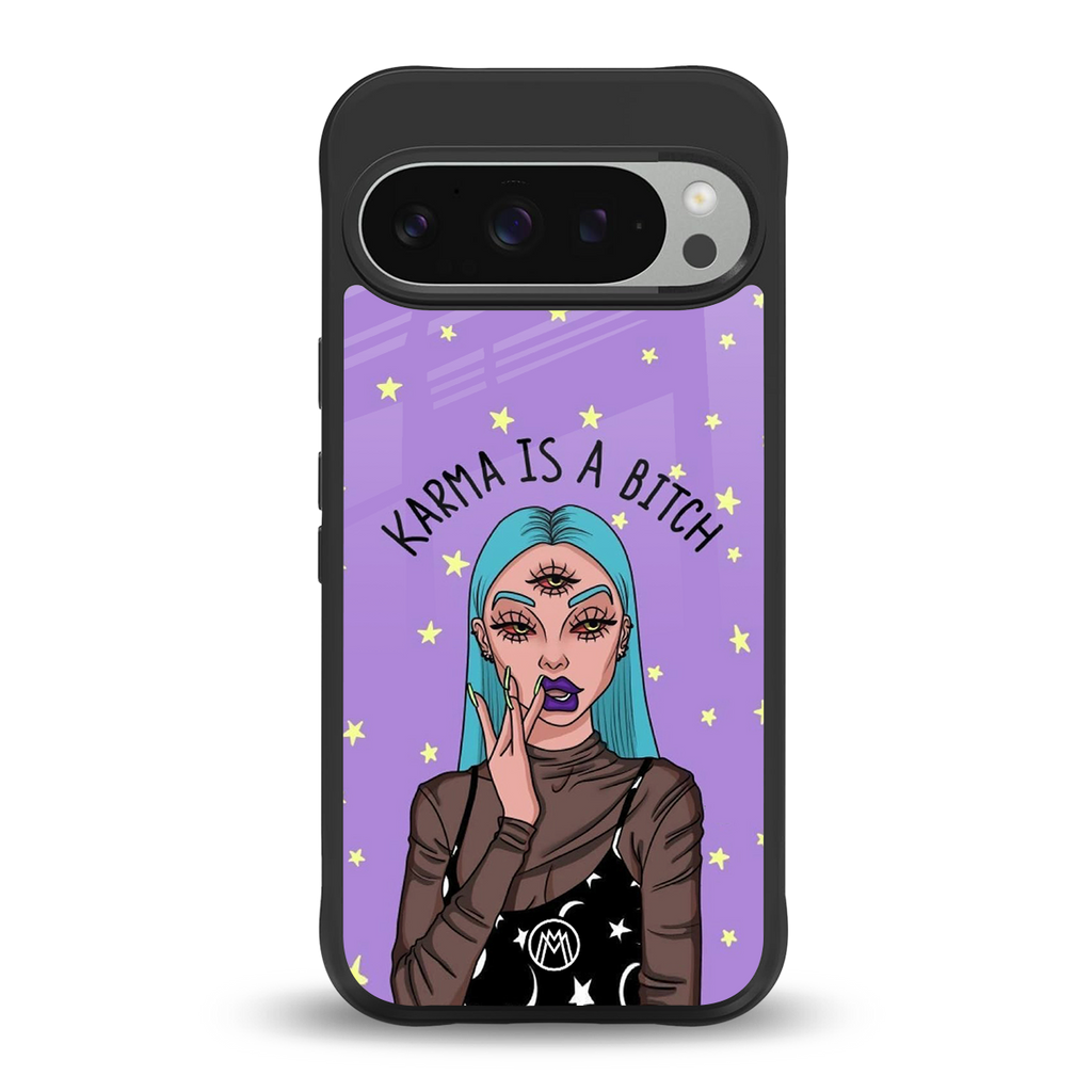 karma is a bitch back phone cover | glass case for google pixel 9 pro xl