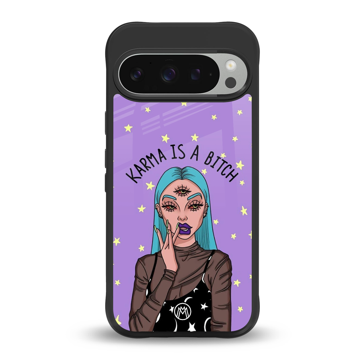 karma is a bitch back phone cover | glass case for google pixel 9 pro xl