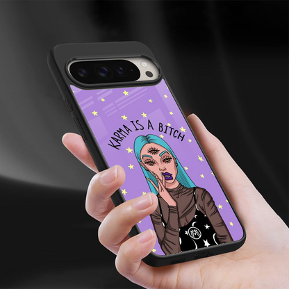 karma is a bitch back phone cover | glass case for google pixel 9 pro xl