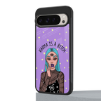karma is a bitch back phone cover | glass case for google pixel 9 pro