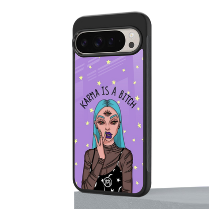 karma is a bitch back phone cover | glass case for google pixel 9 pro xl