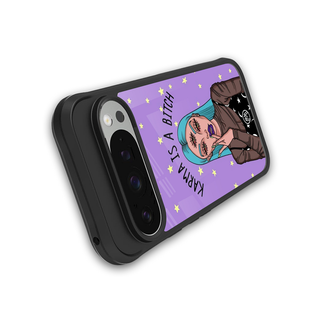 karma is a bitch back phone cover | glass case for google pixel 9 pro