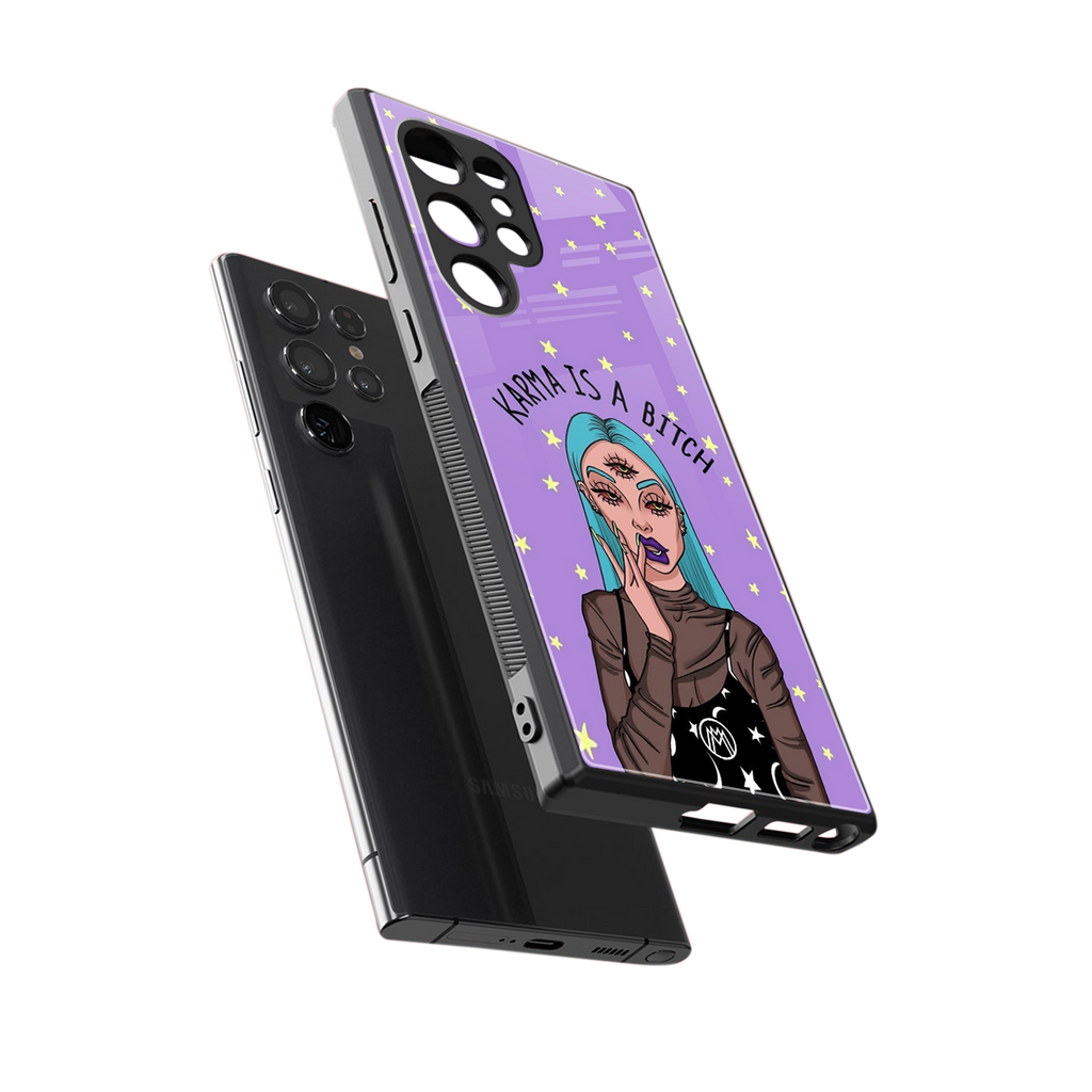 karma is a bitch back phone cover | glass case for samsung galaxy s23 ultra