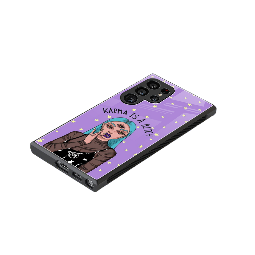 karma is a bitch back phone cover | glass case for samsung galaxy s23 ultra