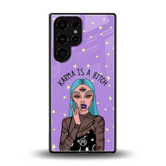 karma is a bitch back phone cover | glass case for samsung galaxy s25 ultra