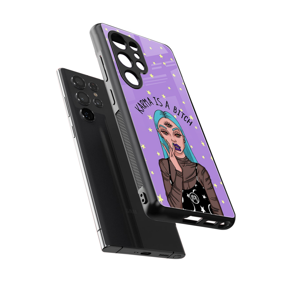 karma is a bitch back phone cover | glass case for samsung galaxy s25 ultra