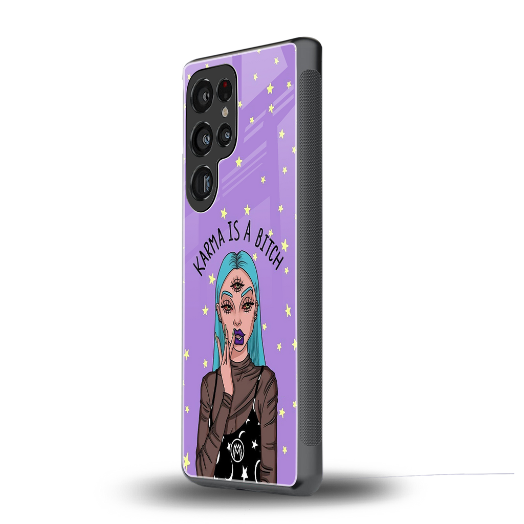 karma is a bitch back phone cover | glass case for samsung galaxy s25 ultra