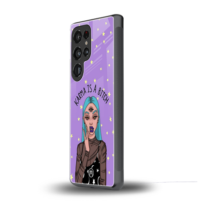 karma is a bitch back phone cover | glass case for samsung galaxy s25 ultra