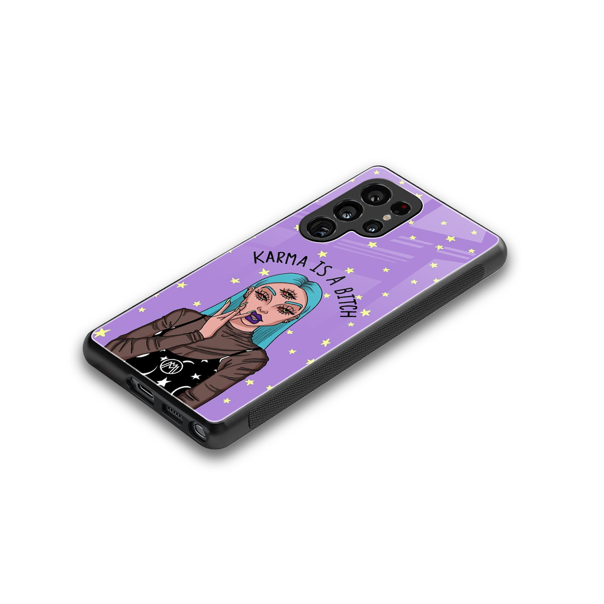 karma is a bitch back phone cover | glass case for samsung galaxy s25 ultra
