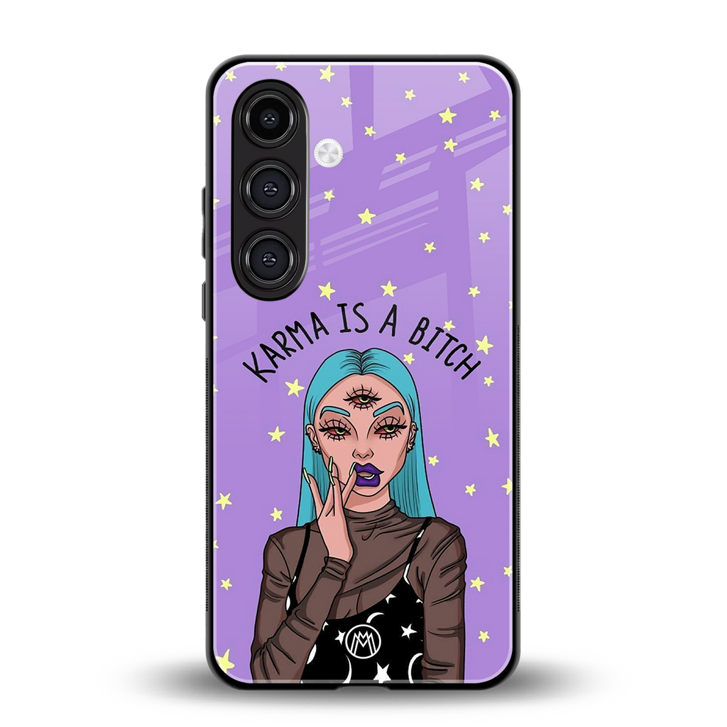 karma is a bitch back phone cover | glass case for samsung galaxy s25