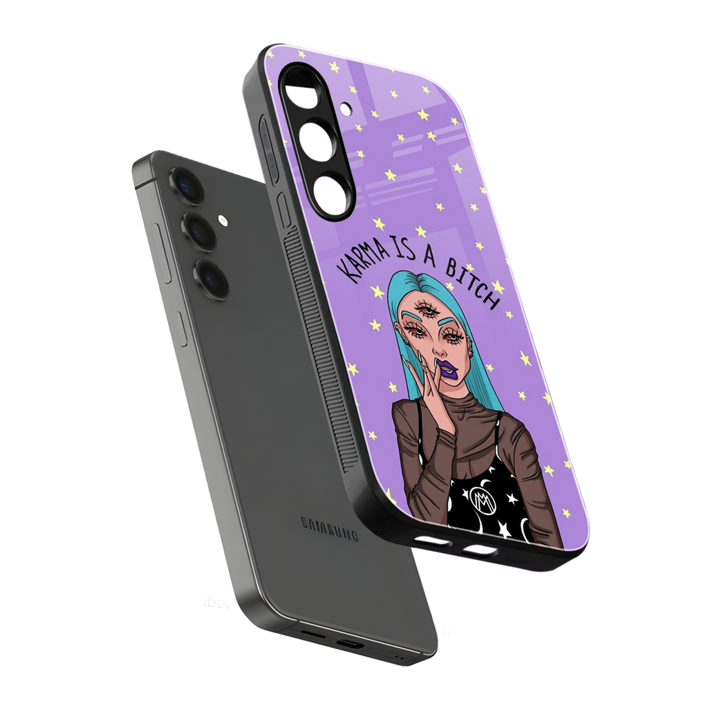 karma is a bitch back phone cover | glass case for samsung galaxy s24