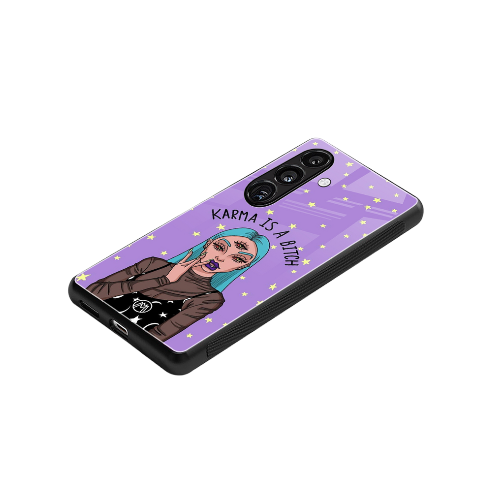 karma is a bitch back phone cover | glass case for samsung galaxy s25