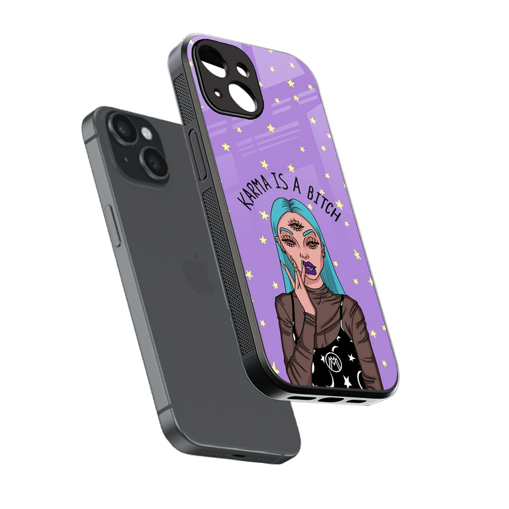 karma is a bitch back phone cover | glass case for iphone 15