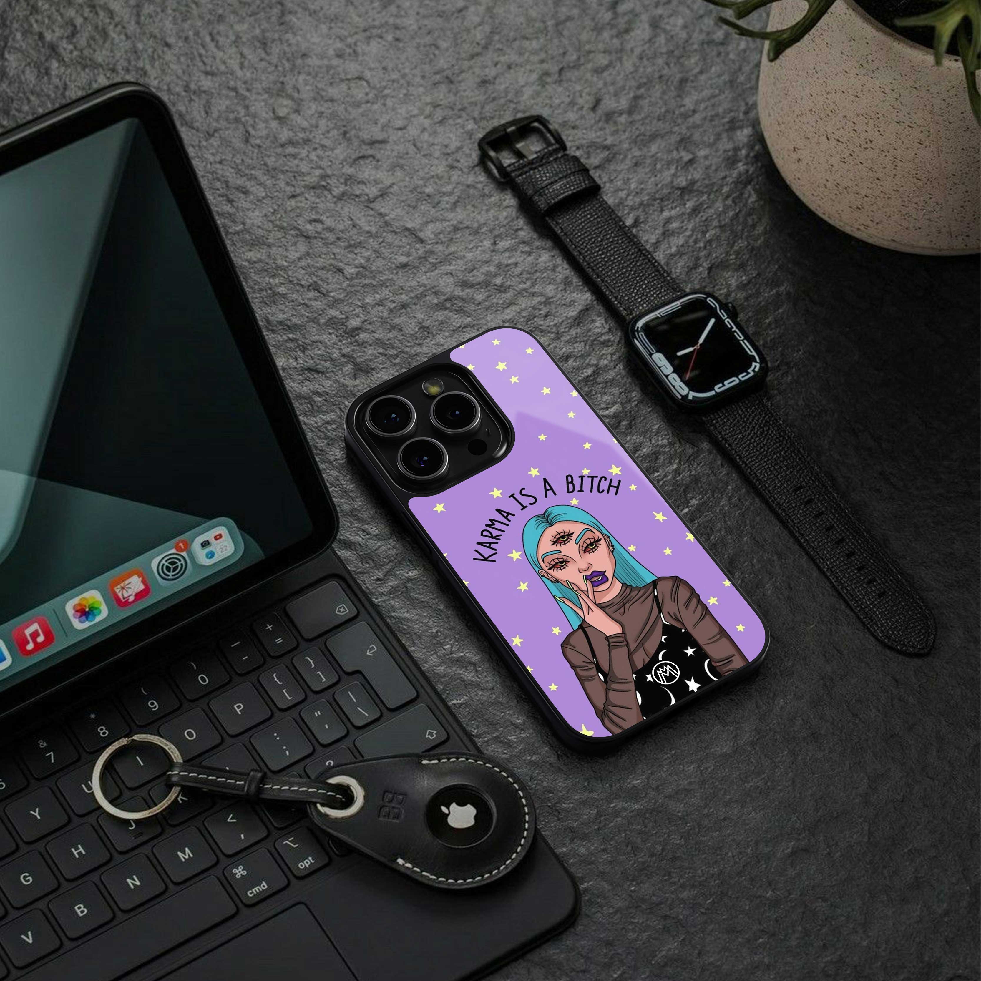 karma is a bitch back phone cover | glass case for samsung galaxy s24 plus