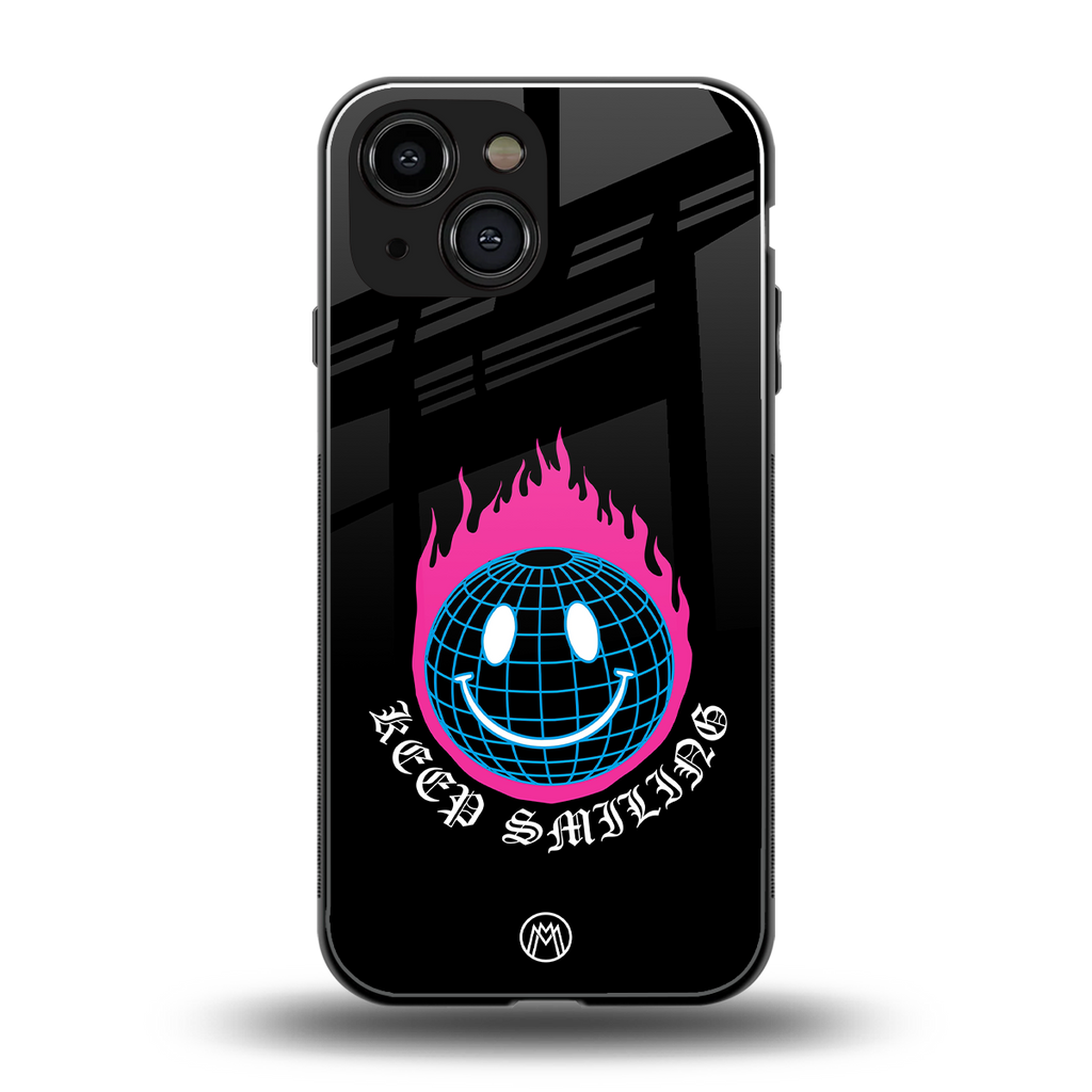 keep smiling back phone cover | glass case for iphone 13 mini