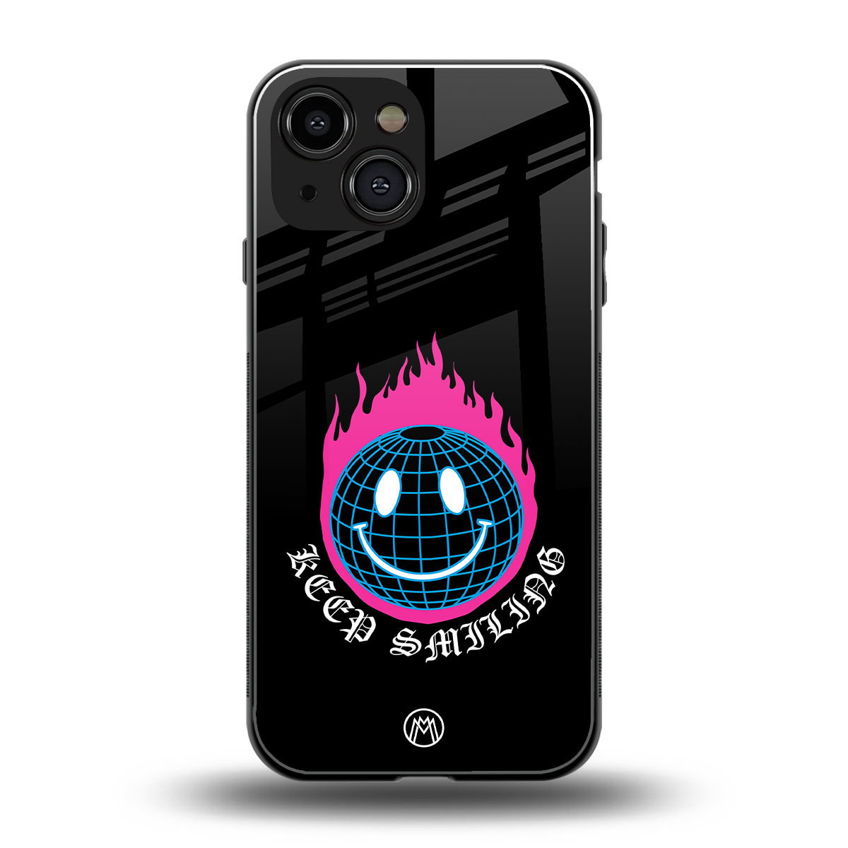 keep smiling back phone cover | glass case for iphone 13 mini
