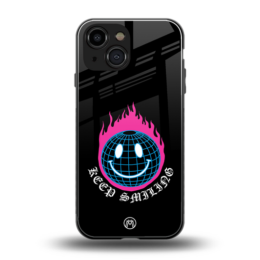 keep smiling back phone cover | glass case for iphone 13 mini