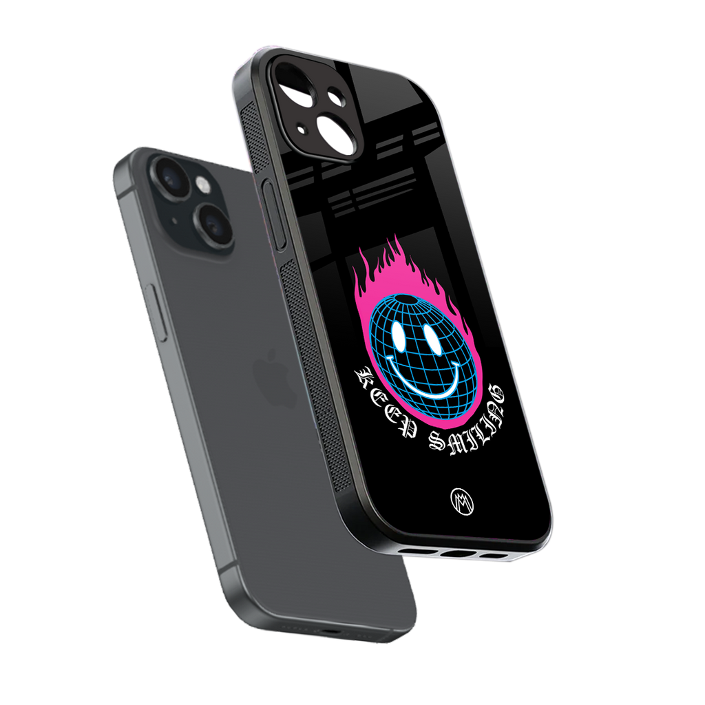 keep smiling back phone cover | glass case for iphone 13 mini