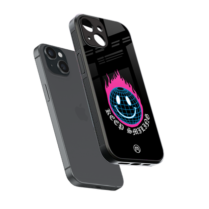 keep smiling back phone cover | glass case for iphone 13 mini