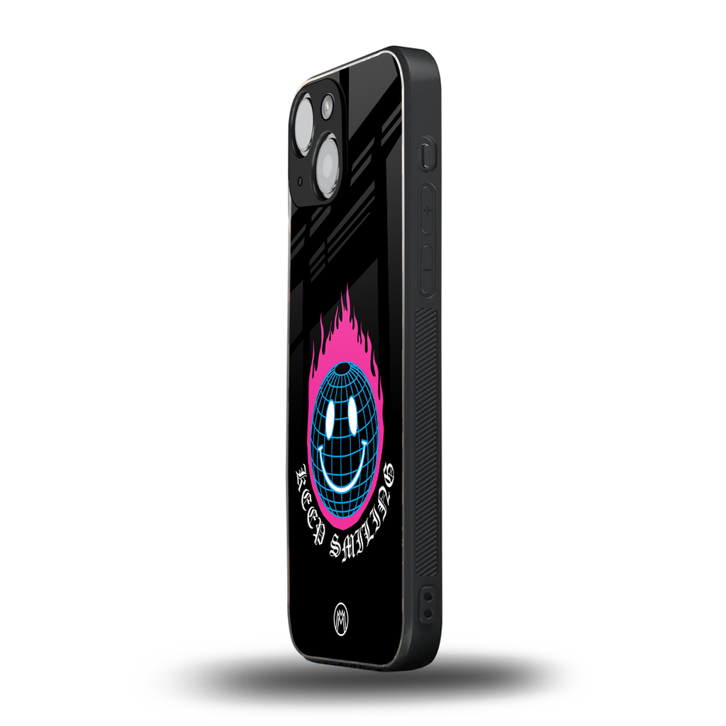 keep smiling back phone cover | glass case for iphone 13 mini
