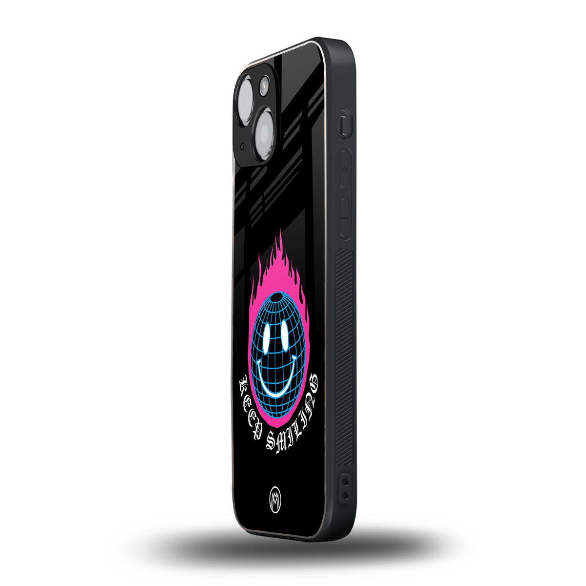 keep smiling back phone cover | glass case for iphone 13 mini
