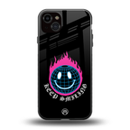 keep smiling back phone cover | glass case for iphone 15 plus