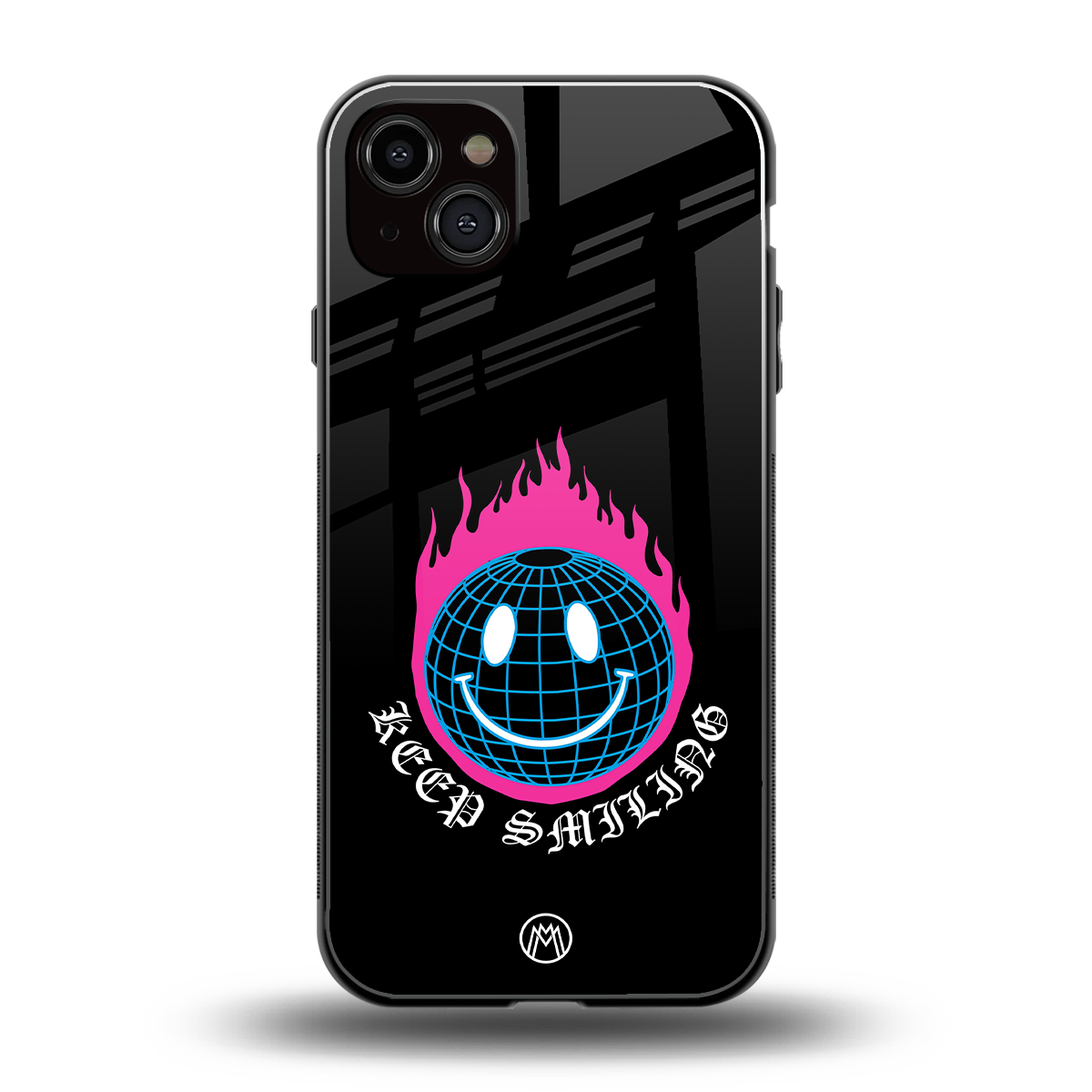 keep smiling back phone cover | glass case for iphone 15 plus