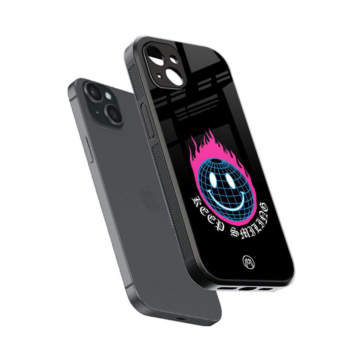 keep smiling back phone cover | glass case for iphone 15 plus