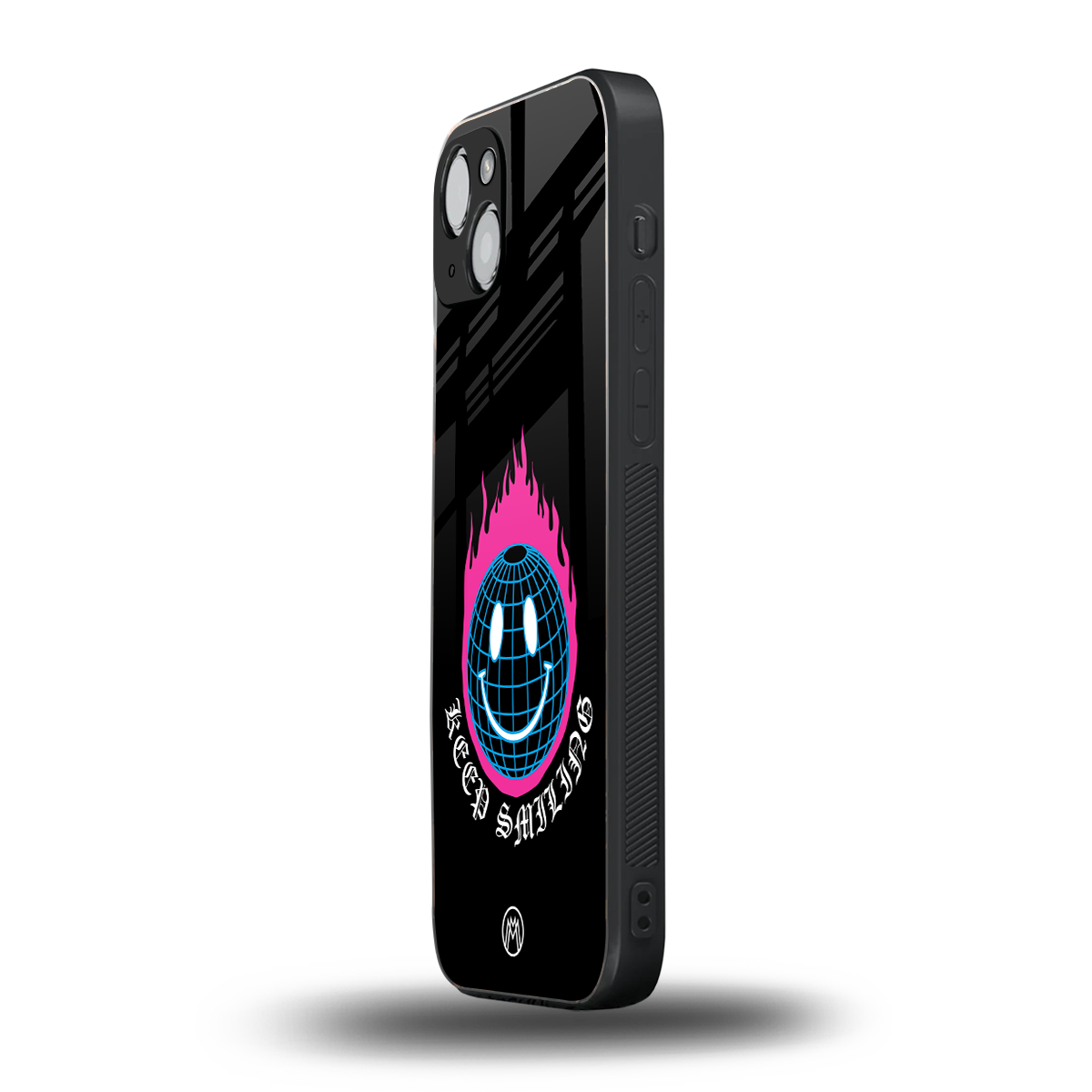 keep smiling back phone cover | glass case for iphone 15 plus