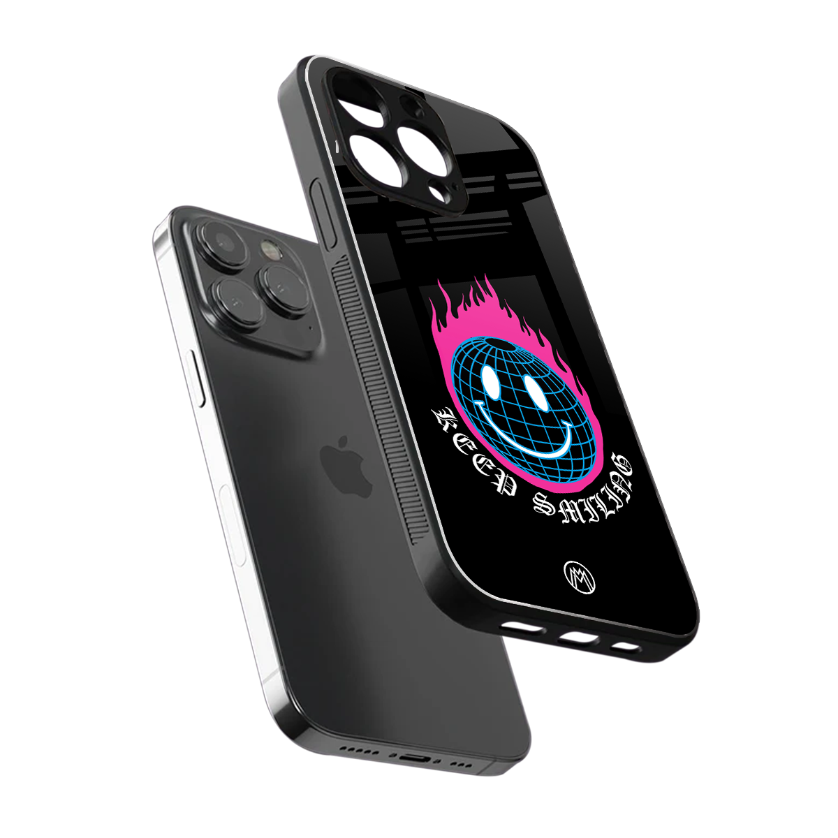 keep smiling back phone cover | glass case for iphone 15 pro max