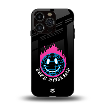 keep smiling back phone cover | glass case for iphone 15 pro