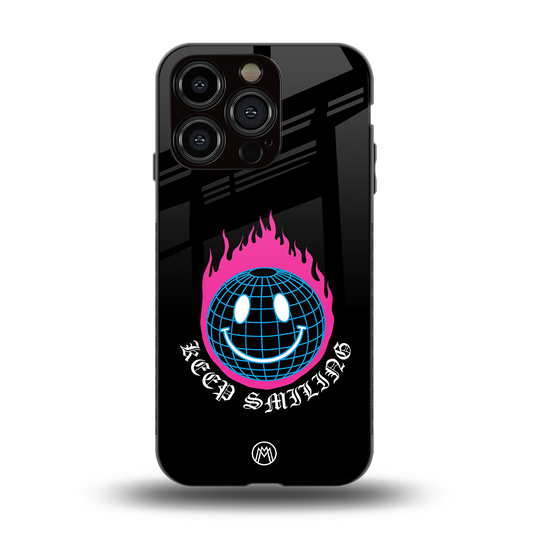 keep smiling back phone cover | glass case for iphone 15 pro