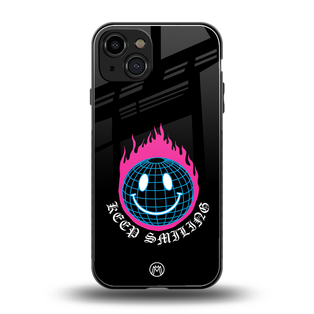 keep smiling back phone cover | glass case for iphone 15