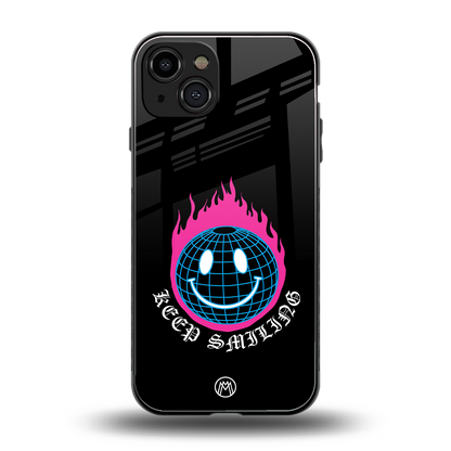 keep smiling back phone cover | glass case for iphone 15