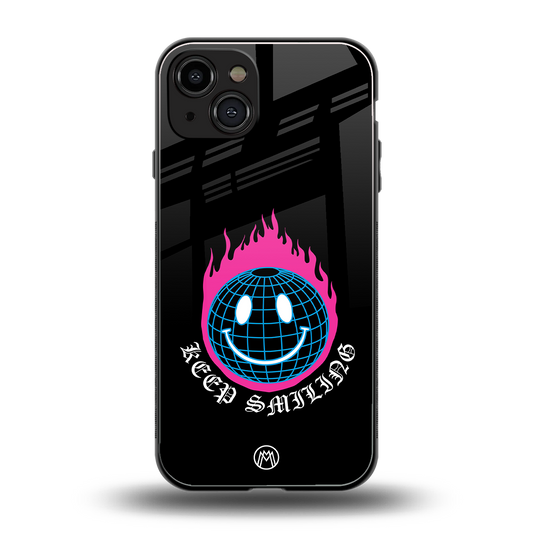 keep smiling back phone cover | glass case for iphone 15