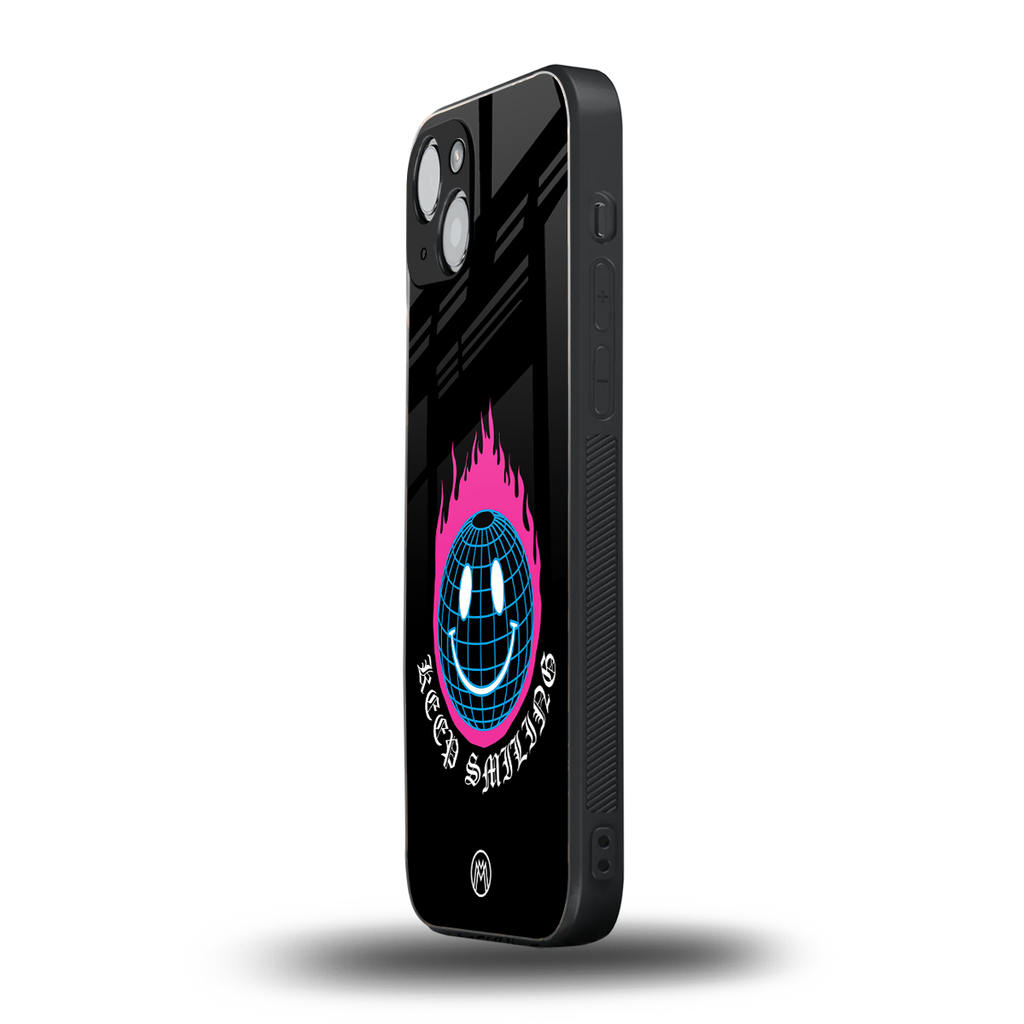 keep smiling back phone cover | glass case for iphone 15