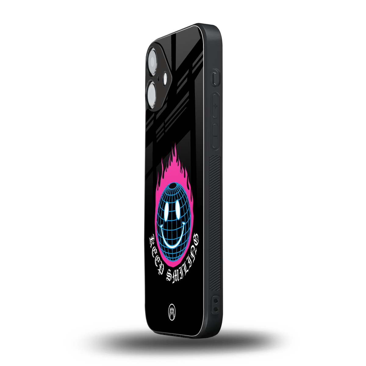 keep smiling back phone cover | glass case for iphone 16 plus