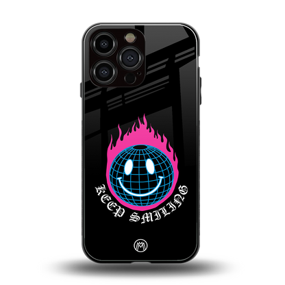 keep smiling back phone cover | glass case for iphone 16 pro max