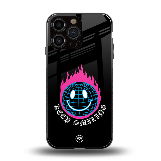 keep smiling back phone cover | glass case for iphone 16 pro max