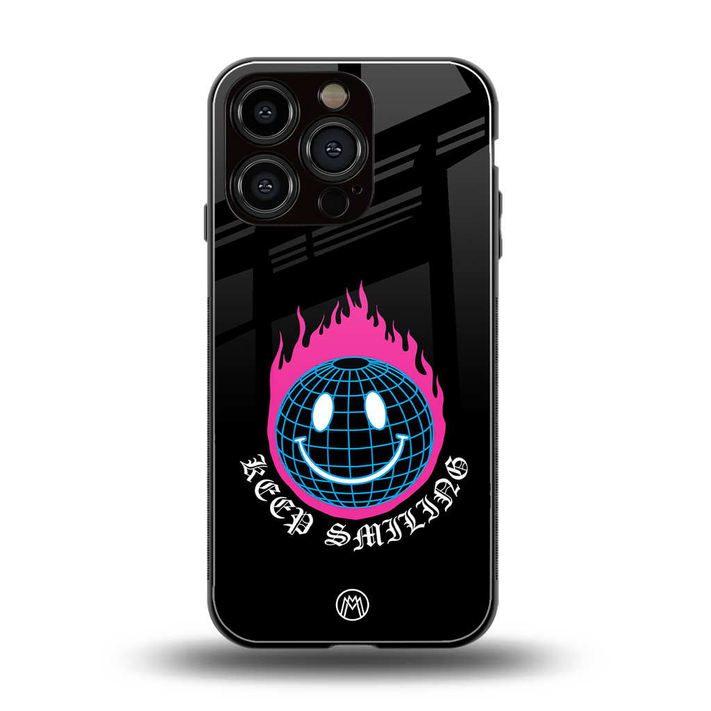 keep smiling back phone cover | glass case for iphone 16 pro